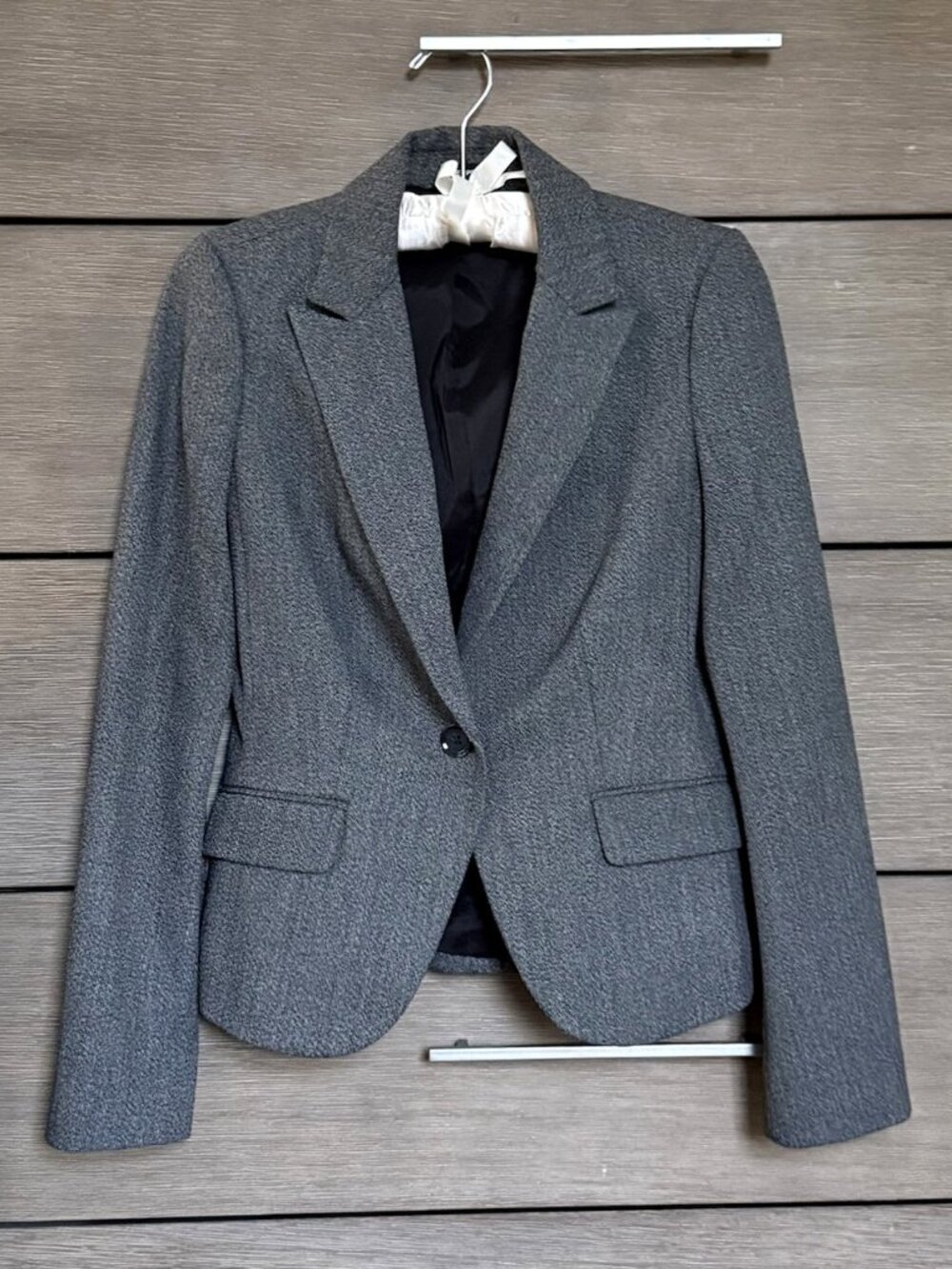 Express Heather Gray One-Button Fitted Blazer Size 2